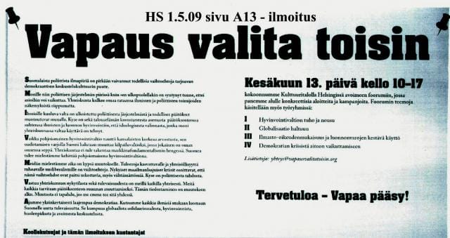 Vapaus valita toisin
