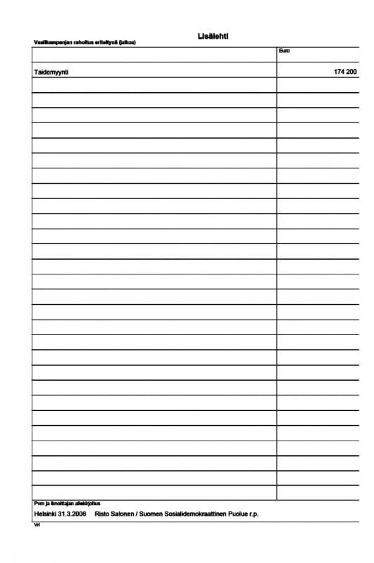 Presidentti Halosen vaalirahoitusilmoitus 2006 sivu 2