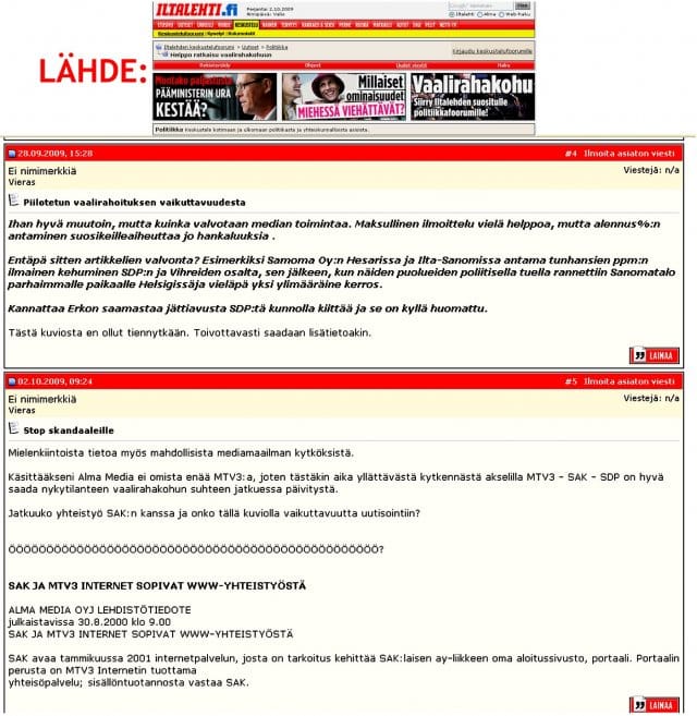 Median sidonnaisuuksista vain veikkaillaan....