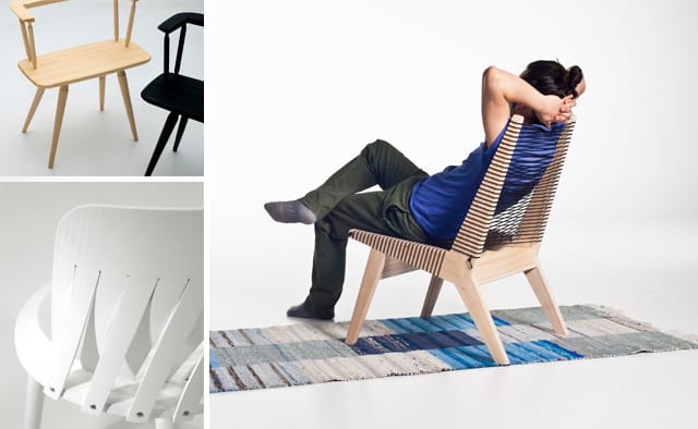 Pääkuva: Jooyeon Lee. Vasen yläkulma: WooChin Chung. Vasen alakulma: Sami Kallio. Muoto ja funktionaalisuus ponnistavat skandinaavisesta perinteestä, tekijät ovat uusia tuttavuuksia.