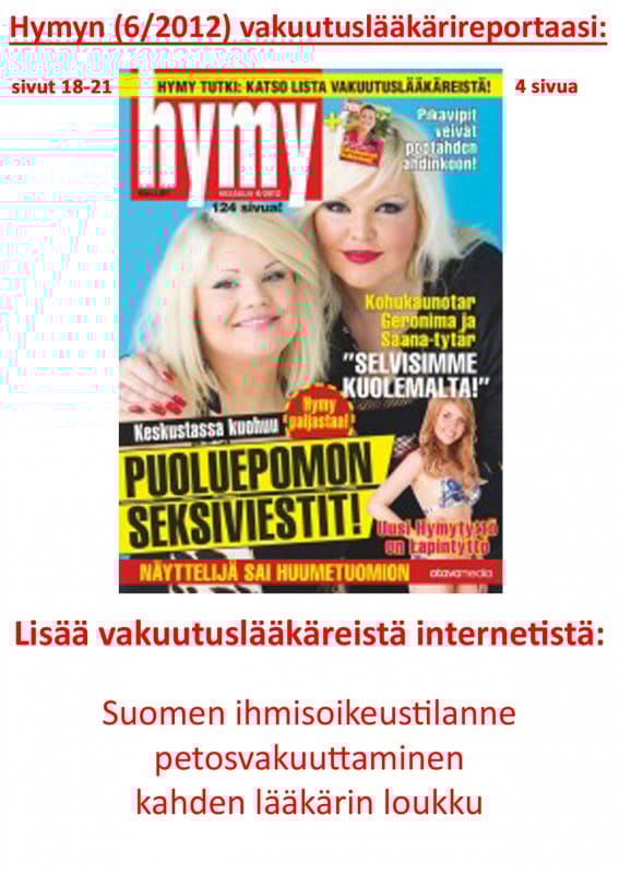 Hymyn vakuutuslääkärireportaasi - Uusin vakuutuslääkärilista