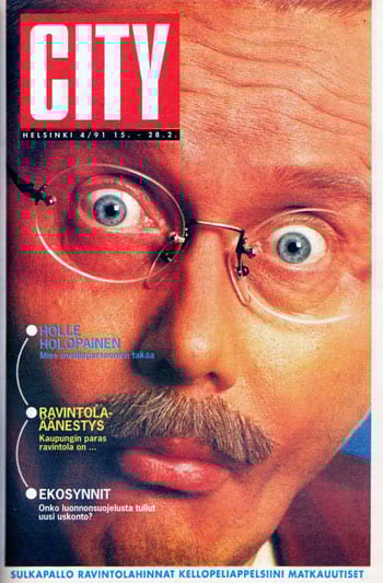 Numero 4/1991. "TURKIKSET OVAT JULMUUTTA! Niin ovat myös nahkatakit, kengät, laukut ja lihansyönti. ELÄMÄ ON JULMAA!" -Eero Hyvönen kirjoituksessaan Ekorippi - Kannatko vääriä ekohuolia mukanasi?