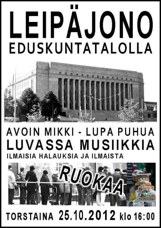 Leipäjono Eduskunta-talolla 25.10.2012