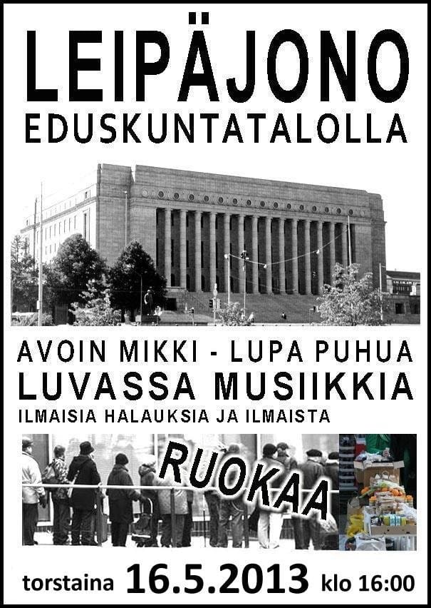 Ruokaa tarvitseville ja vapaata ajatusten vaihtoa.