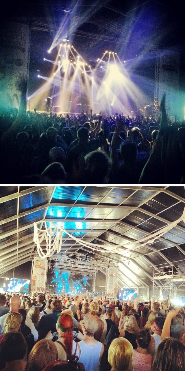 Telttalava taipui sekä Knife Partyn että Haloo Helsingin! käyttöön.