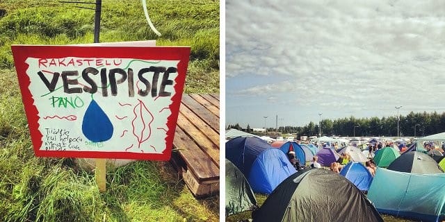 Leirintäalueelta löytyi erikoisuutena viinanarikka.