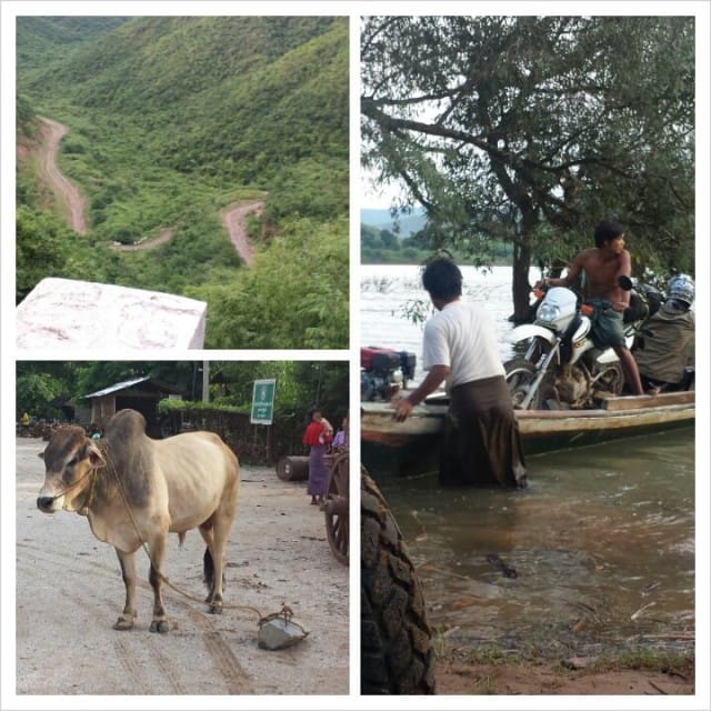 Upeita vuoristoteitä. Joen ylitys veneellä ja aitoa Burmalaiselämää.