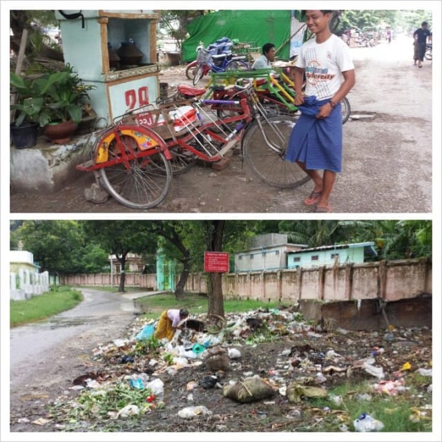 Polkupyörät rakennetaan ties mistä osista. Käsityötä arvostetaan Burmassa.