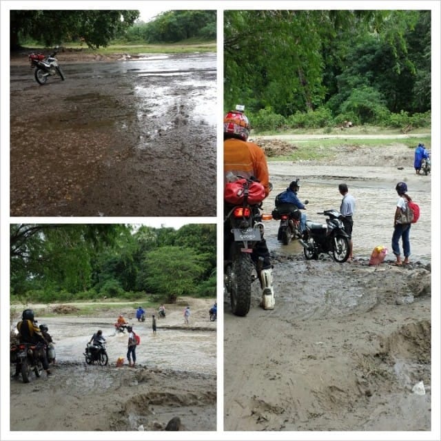Tässä kohtaa ei normaalisti ole jokea. Nyt on. Myanmar.  Burma. Monsuunisade.