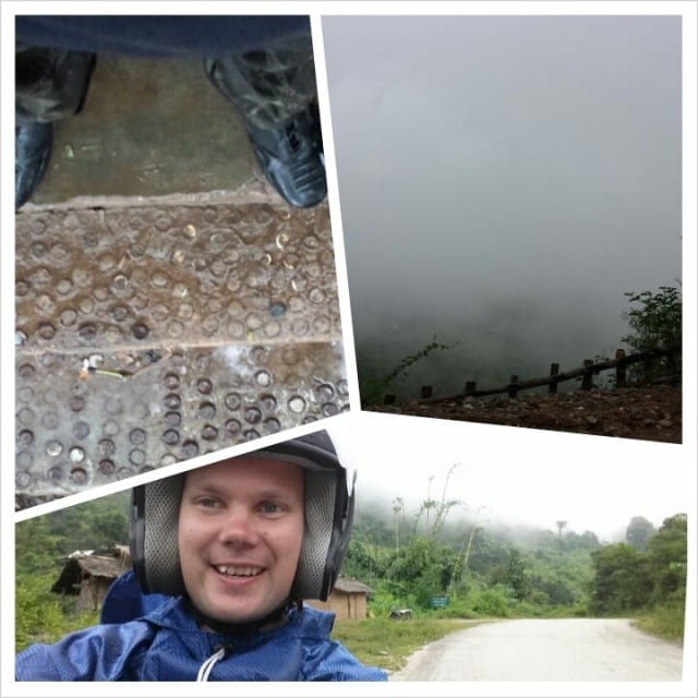 Noista pilvistä sataa vettä. Tässä alakuvassa olemme vielä 1.5 km:ssa pilvien yläpuolella.