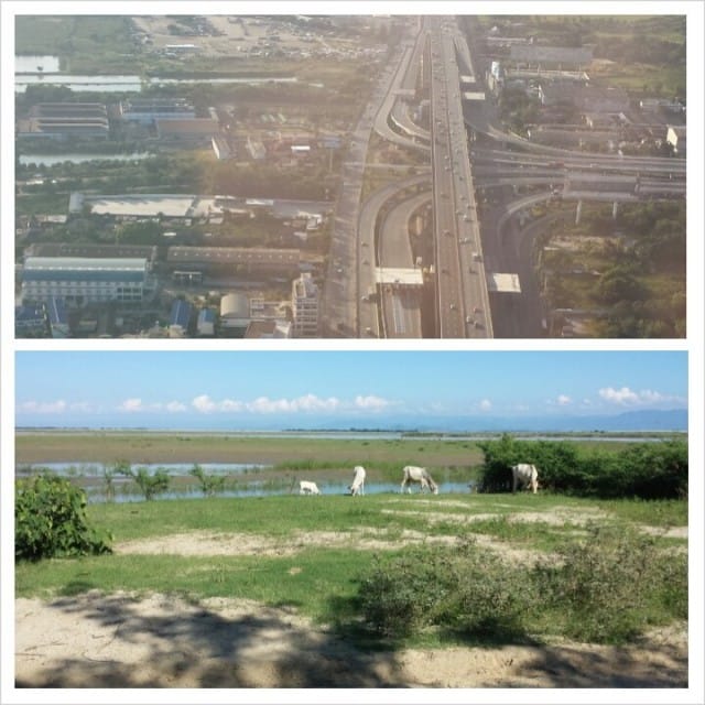 Alempi kuva Burmasta. Ylemmässä Bangkok lentokoneesta kuvattuna.