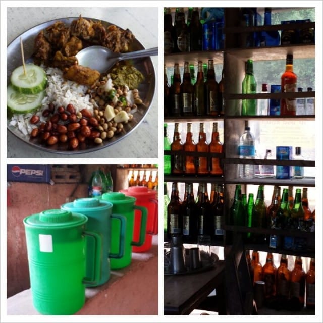 Pysähdyimme johonkin sattumanvaraiseen paikalliseen ravintolaan. Ruoka oli hyvää eikä tullut vatsanpuruja.