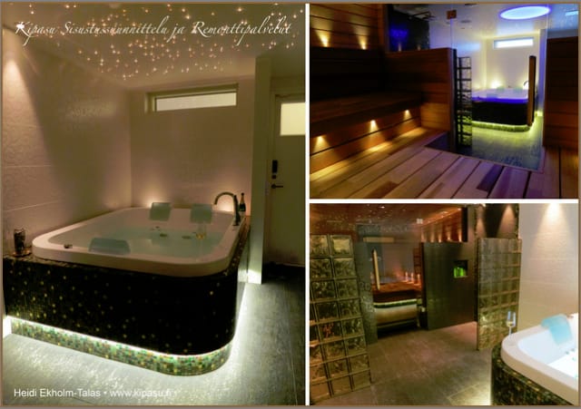 Yrittäjyys palkitsee ja kun on pankista lainaa, niin on hyvä syy käydä töissä, että voi lainoja lyhentää. Heidi Ekholm-Talas voi palkita itsensä ja rentoutua tässä kylvyssä tai saunassa.