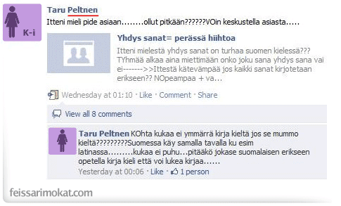 Tässä yksi syy, miksi a) koen aineeni tarpeelliseksi ja b) haluaisin lopettaa itseni. (Feissarimokista: http://www.feissarimokat.com/2011/02/ylivoimaiset-yhdyssanat/)