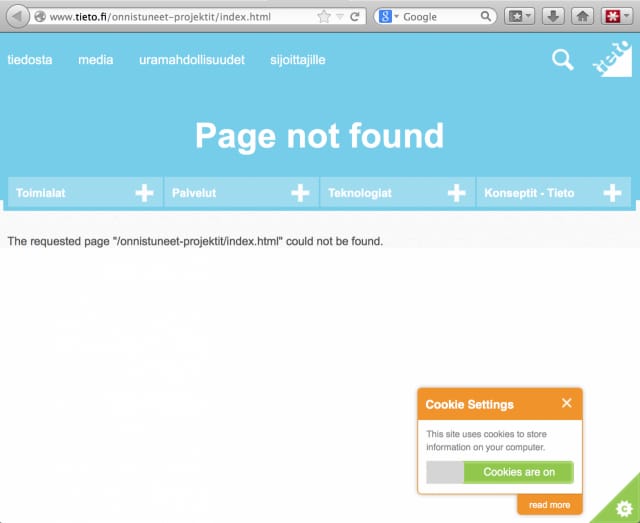 Tieto julkaisi sivuillaan onnistuneet projektit. Tai ainakin yritti.