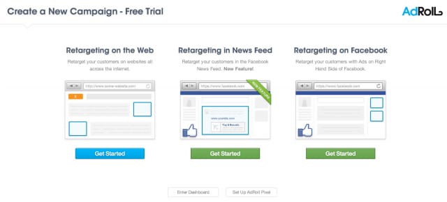 Haluan saada mainostajat kiinni kaikkialta webistä. Sitä varten ostan remarkkinointikampanjan webistä. Voin myös kohdentaa mainoksen Facebookin Newsfeedille tai oikeaan laitaan. Tämän kampanjan haluan pyörimään ympäri nettiä.