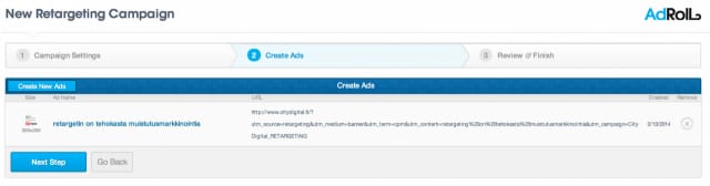Nyt minulla on "Retargeting on tehokasta muistutusmarkkinointia" -kamppis. Tottakai sekin piti typottaa. No korjasin jo. Vielä pitää seurantapikseli asentaa.