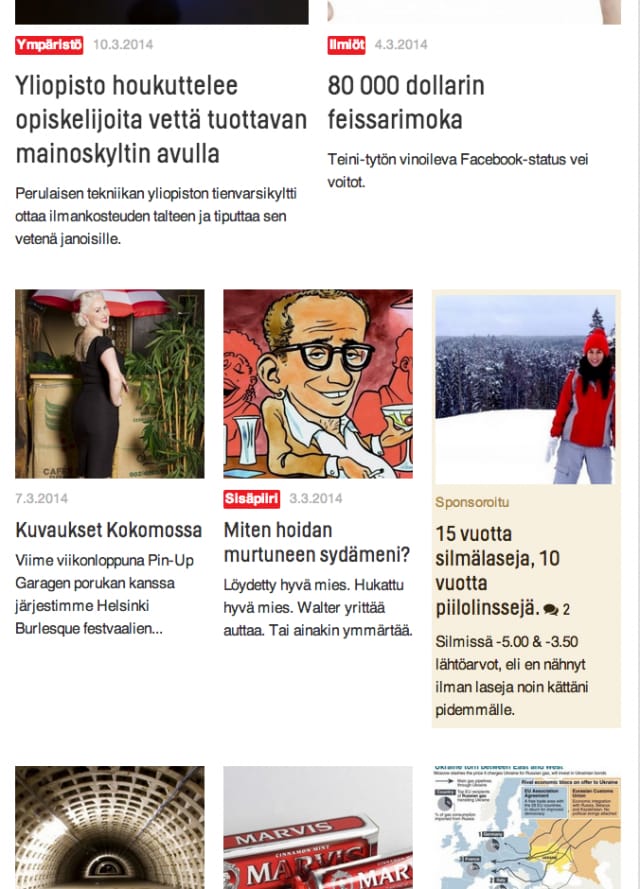 Luonnollinen mainonta sulautuu ympäristöönsä. Mainonta erottuu sanan Sponsoroitu -ansiosta. Joskus myös luonnollisen mainoksen taustaväri voi olla korostettu, mutta ei välttämättä.