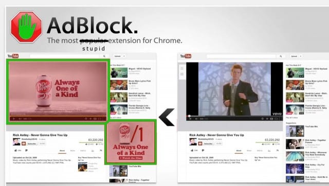AdBlock vääristää netin käyttökokemusta. Rakastan DrPepperiä ja haluan nähdä ihania DrPepper mainoksia.