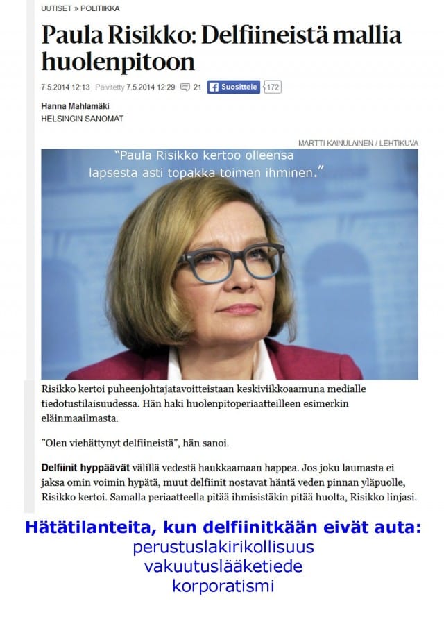 Suomen uusi pääministeri? Risikko. Paula Risikko.