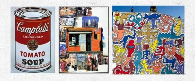 Warhol, Rauschenberg, Haring (painted on building facade)