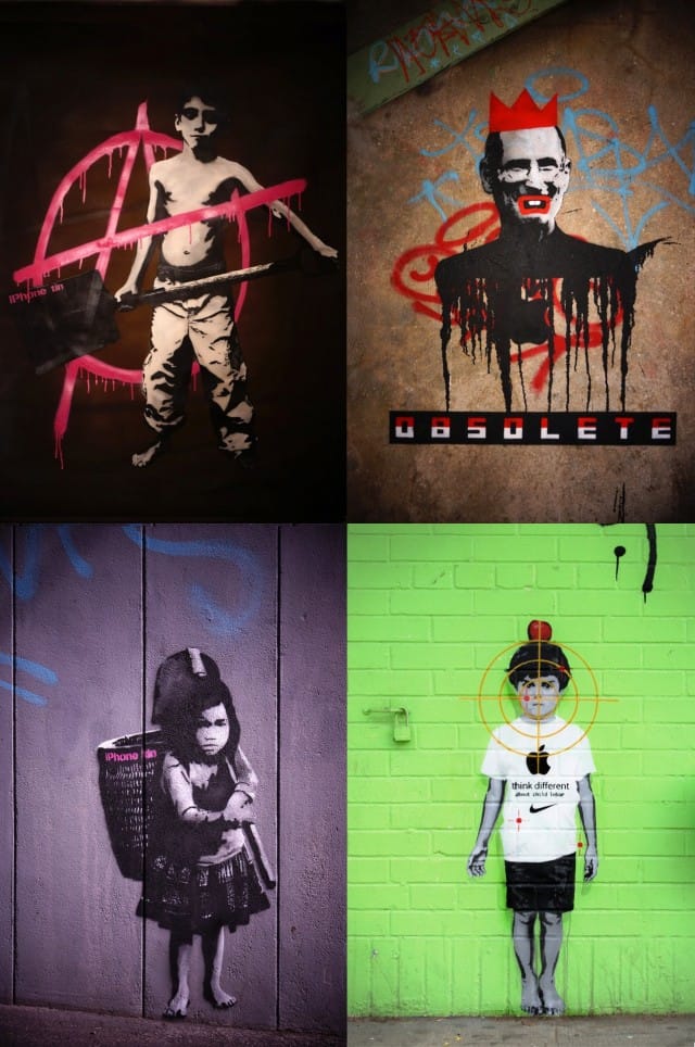 Apple Campaign – Obsolescence is King. Steve Jobs (top right) and 3rd world children.