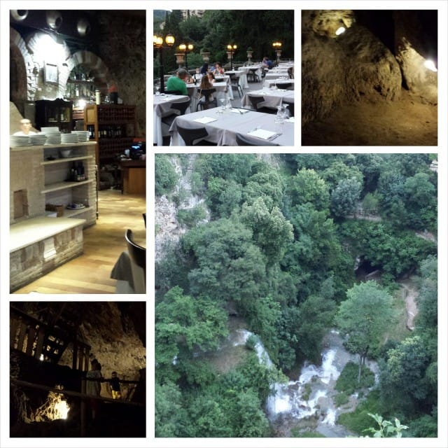 Il Ciocco ravintolasta oli mainiot näkymät putoukselle suoraan alas. Kellarissa oli luolasto.