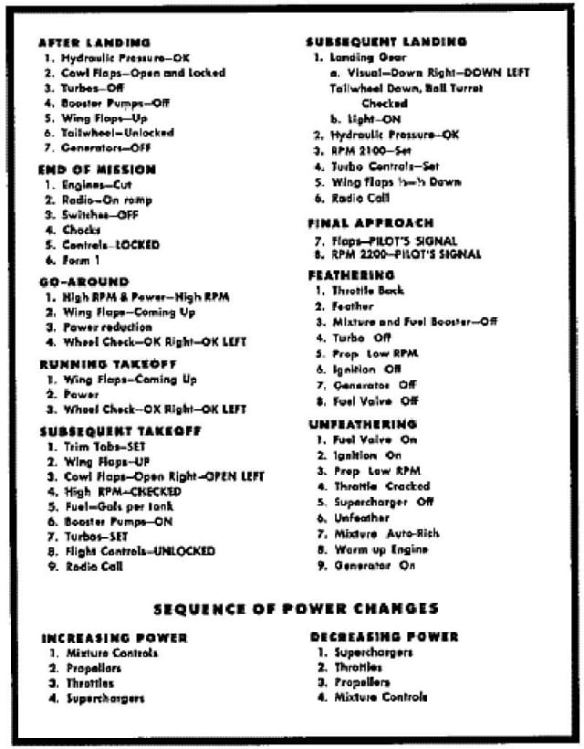 B17 -koneen tarkistuslista.