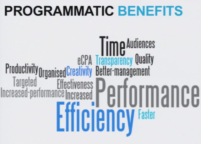 Ohjelmallisesta ostamisesta on paljon hyötyjä. Kuva IAB Real Time Advertising seminaarista
