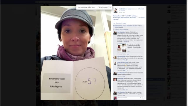 Heidi Ekholm-Talas otti vaalikoppiselfien. Oikeusministeriön vaalijohtaja Arto Jääskeläinen paheksuu. Miksi?