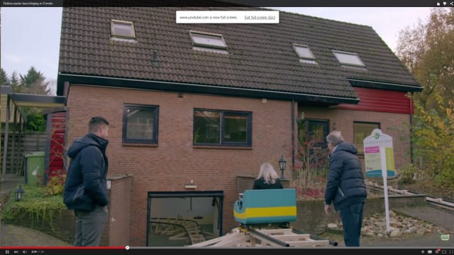 Talomyyjän tempaus: Vuoristorata talon sisällä. Kuvakaappaus esittelyvideosta.