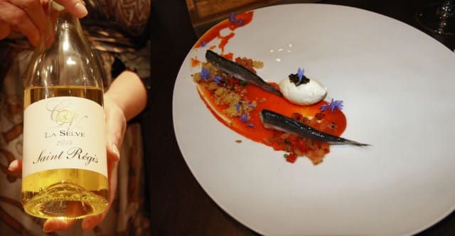 Château de la Selve, Saint Régis 2014 - PIKKUKALAA JA KAVIAARIA - ”muikkua, kaviaaria, paahdettua paprikaa ja briossia”