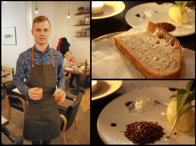 Raskaan työviikon jälkeen suositeltiin Whiskey Souria, punaherukkasiirapilla, by Pekka Rantala / Rapeaa hapanjuurileipää, paahdettuja pellavansiemeniä, voita, sormisuolaa twistillä.