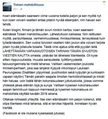 Annetaan hyvän kiertää.