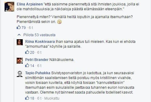 Ote Uuninpankkopojan FB-sivulla käydystä keskustelusta, aiheena Elina Lepomäki ja Kokoomus.