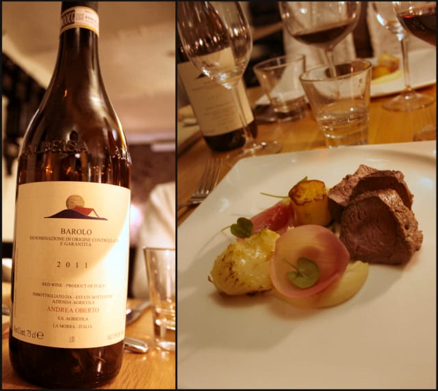 DOCG sertifioitua Baroloa siemaili hymyssä suin. Mureaa peuraa Punkalaitumelta, harmi vaan että osa pöytään tuoduista lihoista oli tekeytyneet juuri karvan verran liian kypsäksi.