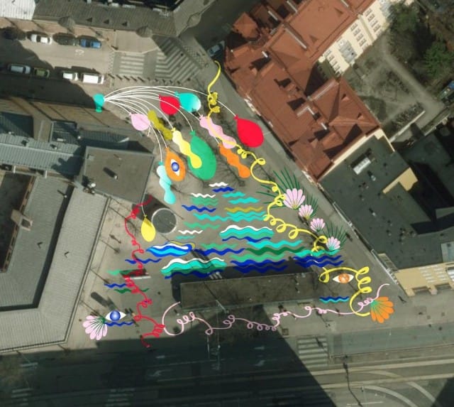 Ilmakuvaluonnoksesta näkee, millainen värijuhla Vaasanpuistikkoon on tulossa.