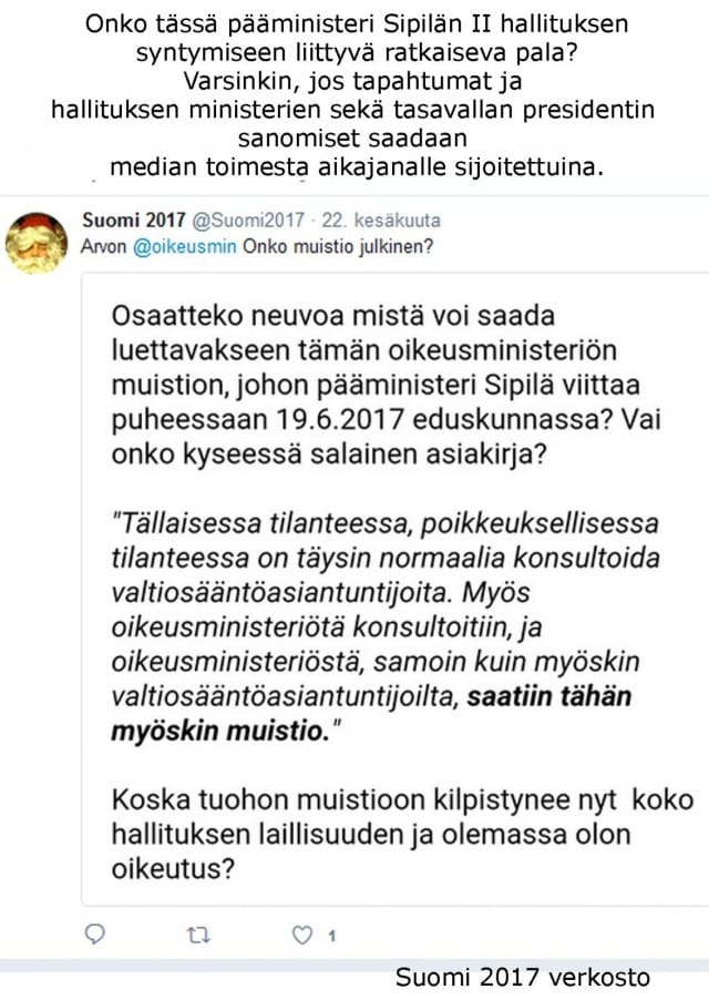 Toivoa sopii, että muistio on julkinen asiakirja.