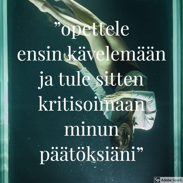 "opettele ensin kävelemään ja tule sitten kritisoimaan minun päätöksiäni"