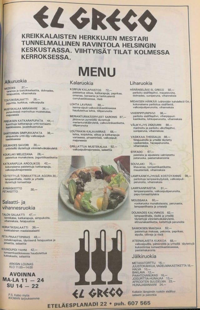 El Greco tarjoili muun muassa "välikyljys zimizurria".