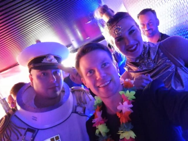 Fintech startup Monin järjestämä Moniparty on yksi Slushin kuumimmista privaattibileistä. Vasemmalla founder Antti Pennanen. Oikealla missi Anni Uusivirta.