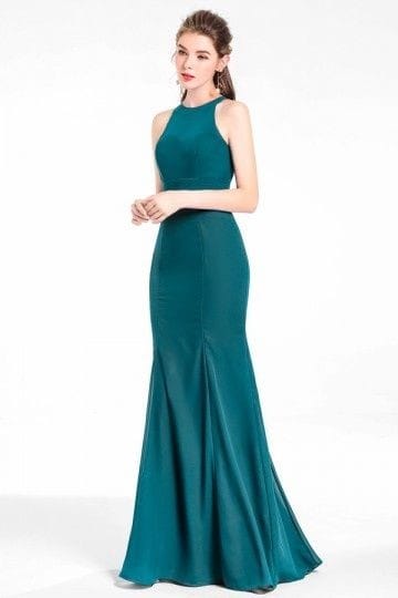robe de soirée sirène verte longue simple
