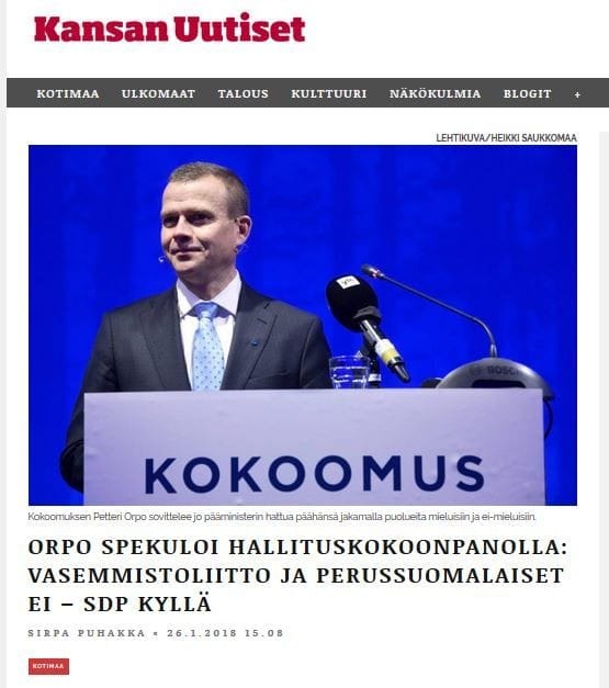 Vasemmistoliitto ja perussuomalaiset saaneet porttikiellon hallitukseen!