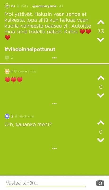 @erotukiryhmän tuki on tehnyt tehtävänsä ja elämä jatkuu.