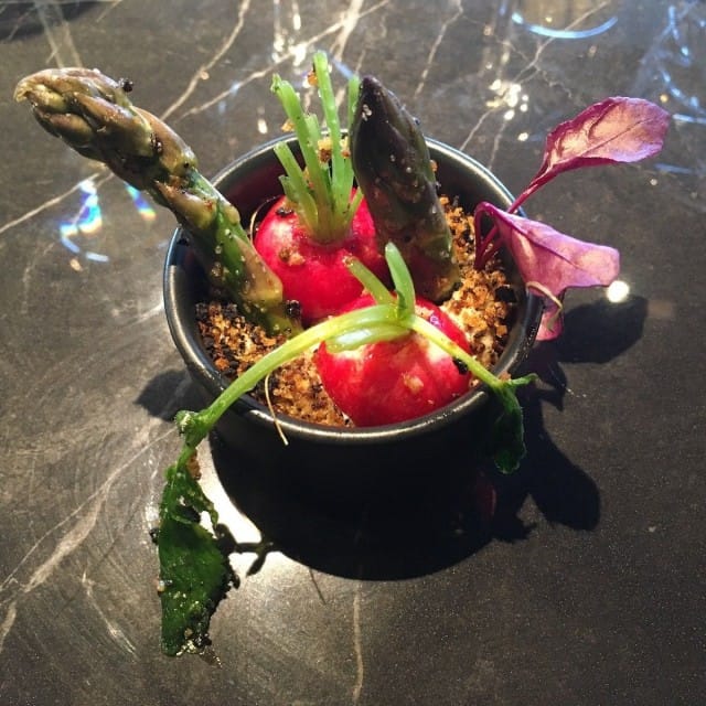 Sesongin mukainen ruoka on nyt kova sana. Gastro Bar Sesongissa maisteltiin keväällä retiisejä ja tuoretta parsaa.