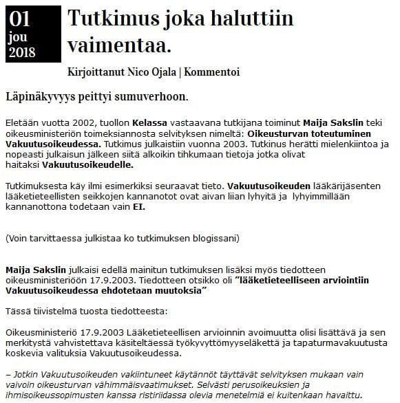 Eduskunnan nykyisen apulaisoikeusasiamiehen (AOA) selvitys!