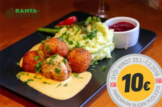 RantaKertun vegepullat tarjoillaan pippurisen jallu-kermakastikkeen kera.