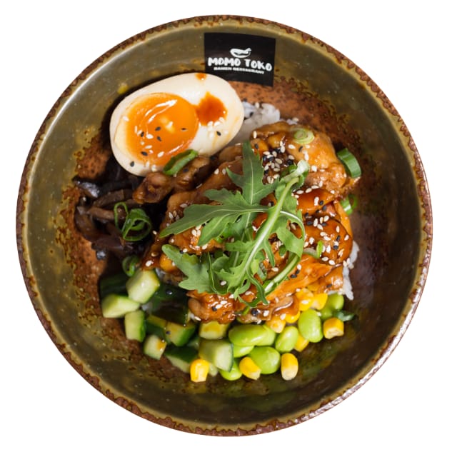 Momotokon teriyaki kana donburi.