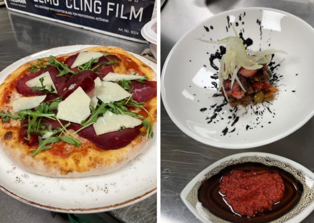 Pizza Bresaola ja mustekala-annokset maistuvat sisilialle.