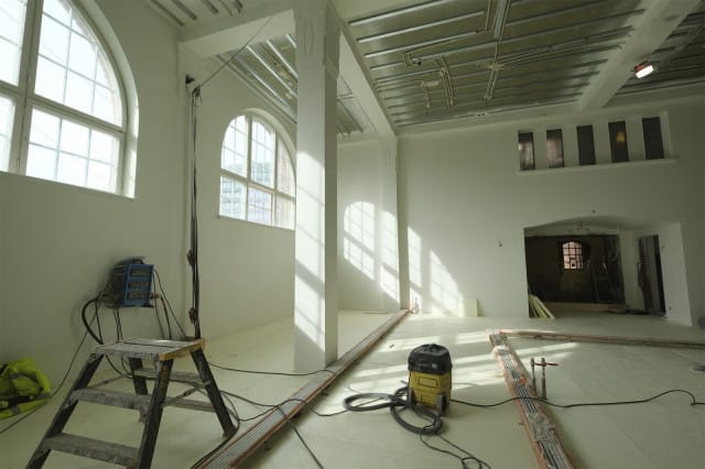 Kuva rakenteilla olevasta ravintolatilasta.